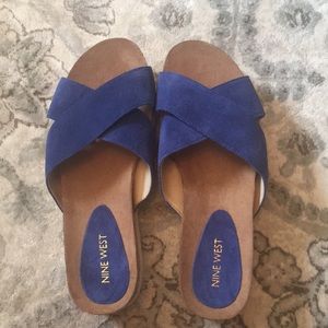 Nine West brand new blue suede flatforms